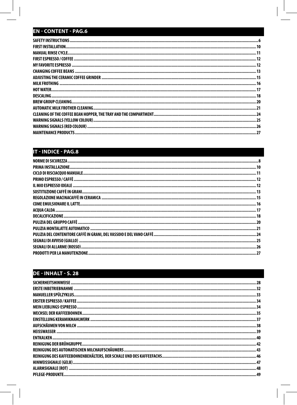 Philips Saeco Moltio Cafetera expreso súper automática User Manual | Page 4 / 72