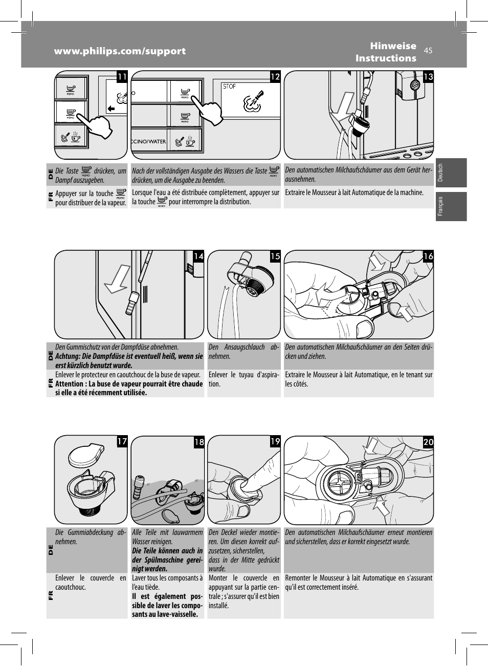 Philips Saeco Moltio Cafetera expreso súper automática User Manual | Page 45 / 72