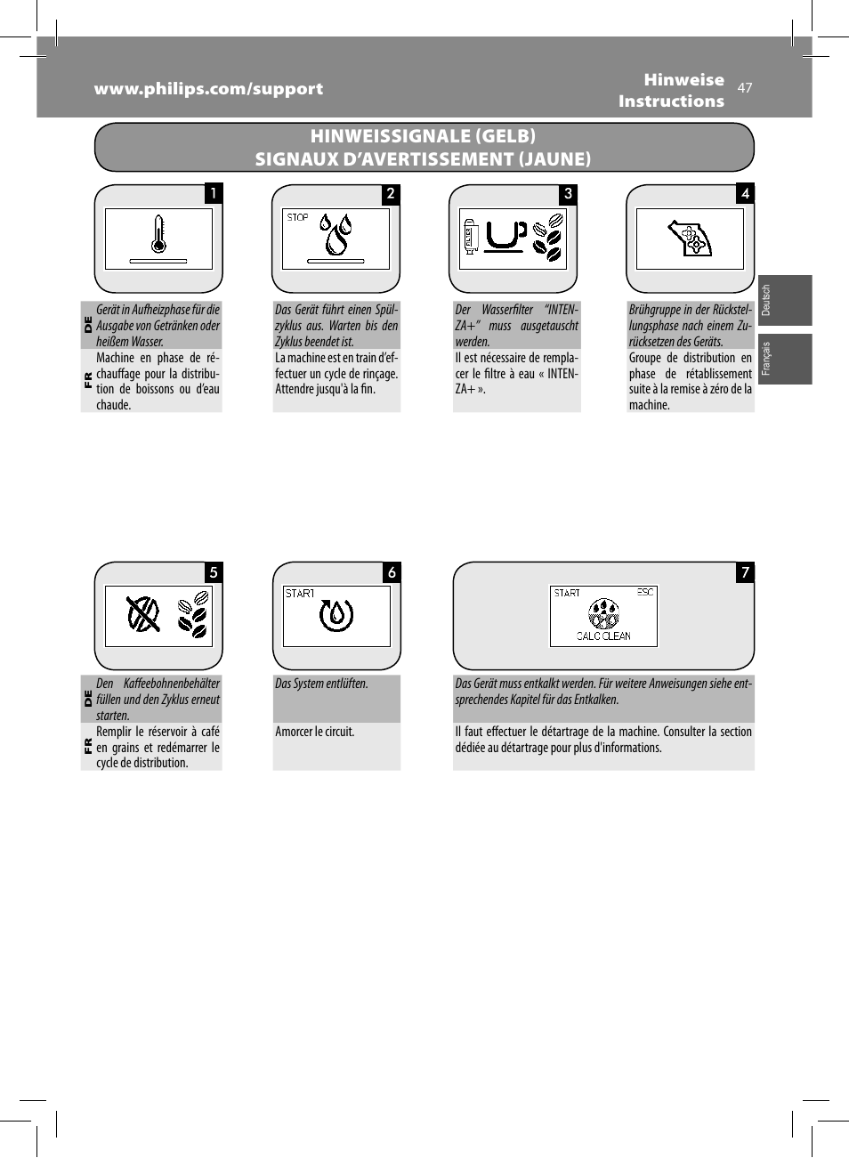 Philips Saeco Moltio Cafetera expreso súper automática User Manual | Page 47 / 72