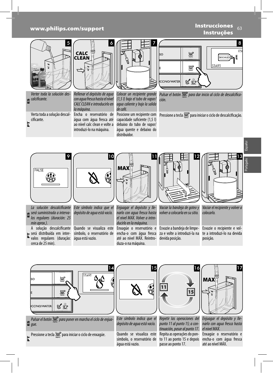 Philips Saeco Moltio Cafetera expreso súper automática User Manual | Page 63 / 72