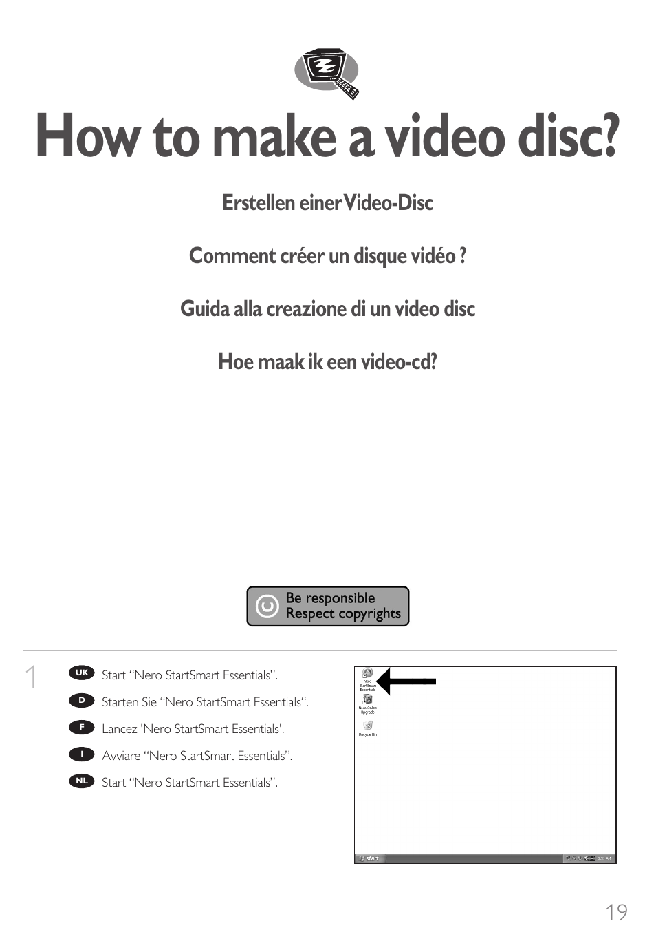 How to make a video disc | Philips SPD8006BM-17 User Manual | Page 19 / 76