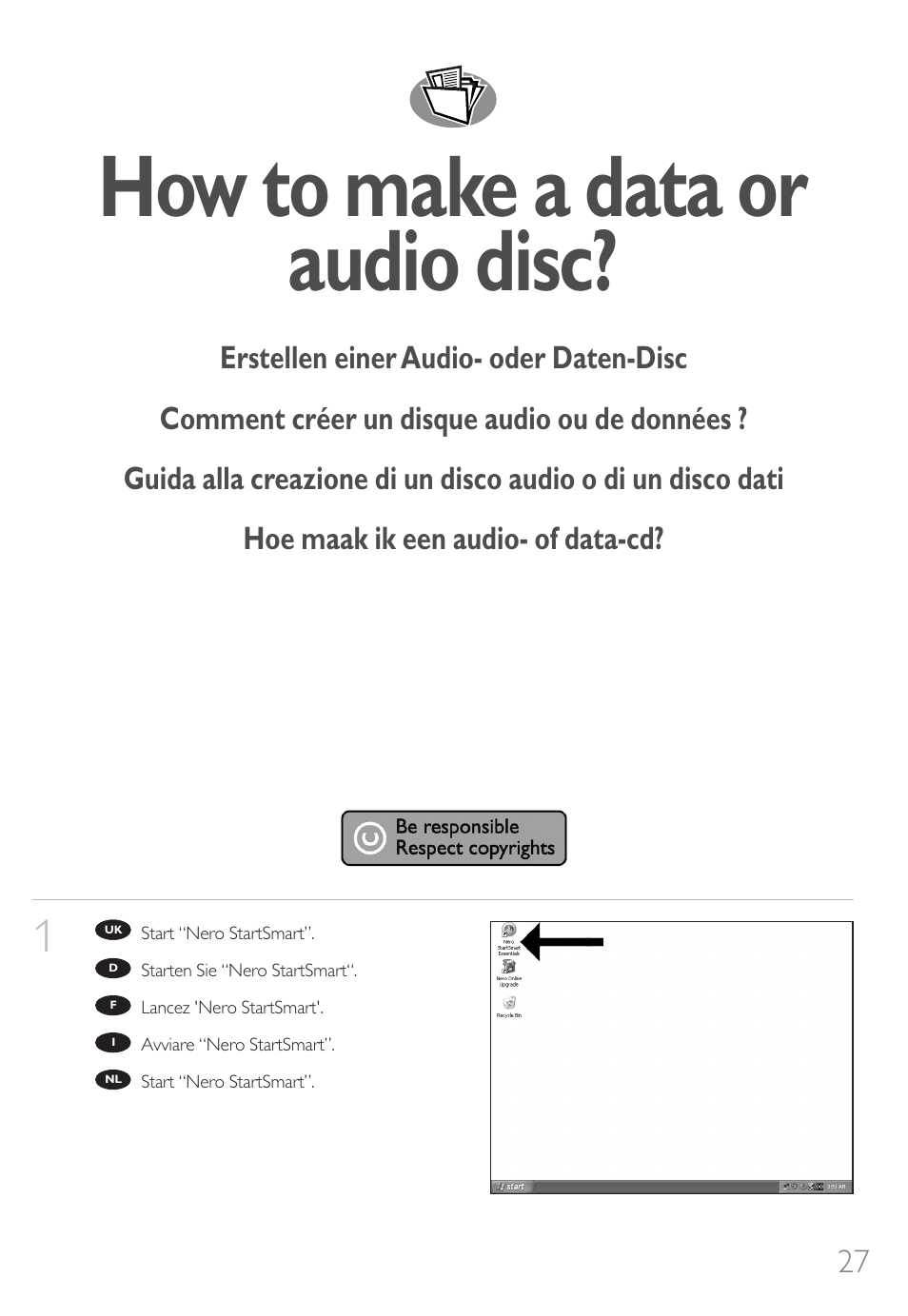 How to make a data or audio disc | Philips SPD8006BM-17 User Manual | Page 27 / 76