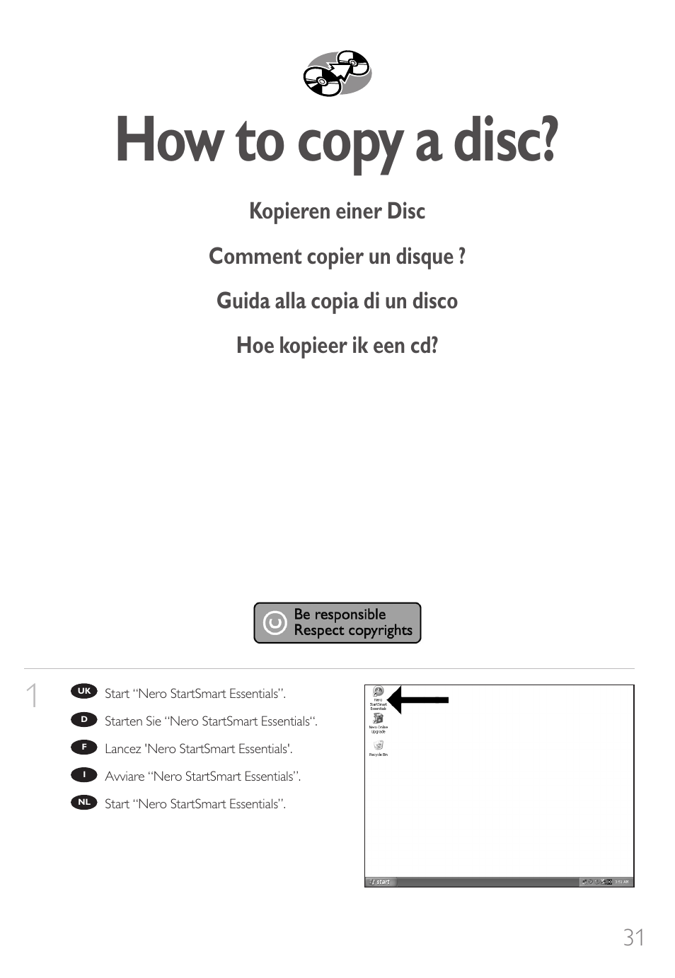 How to copy a disc | Philips SPD8006BM-17 User Manual | Page 31 / 76