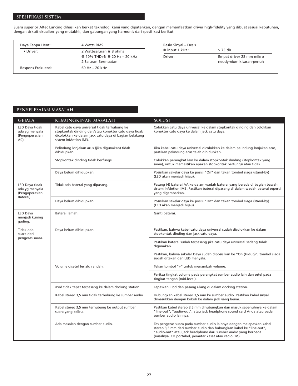 Altec Lansing iM3 User Manual | Page 29 / 44