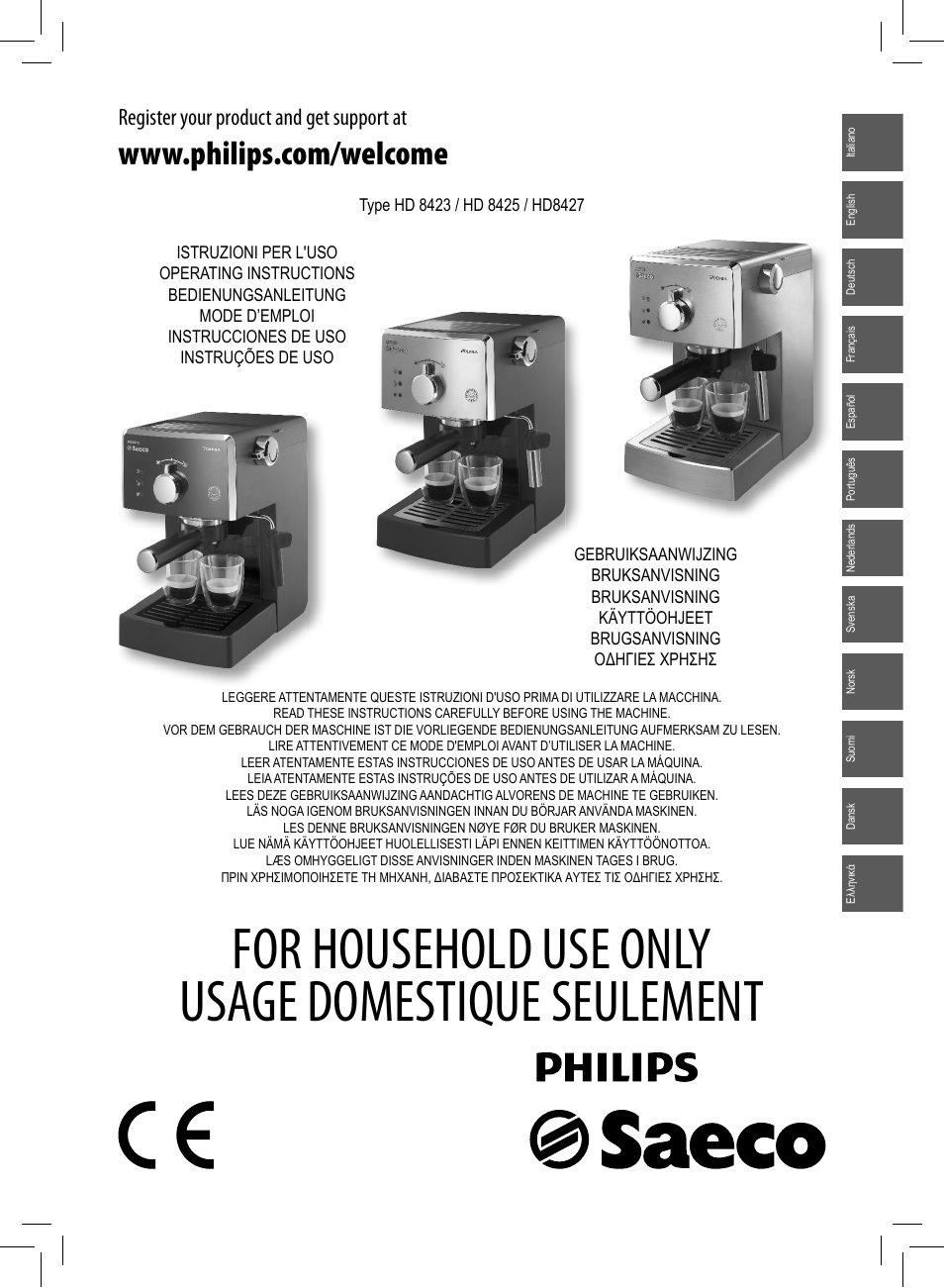 Philips Saeco Poemia Cafetera expreso manual User Manual | 120 pages