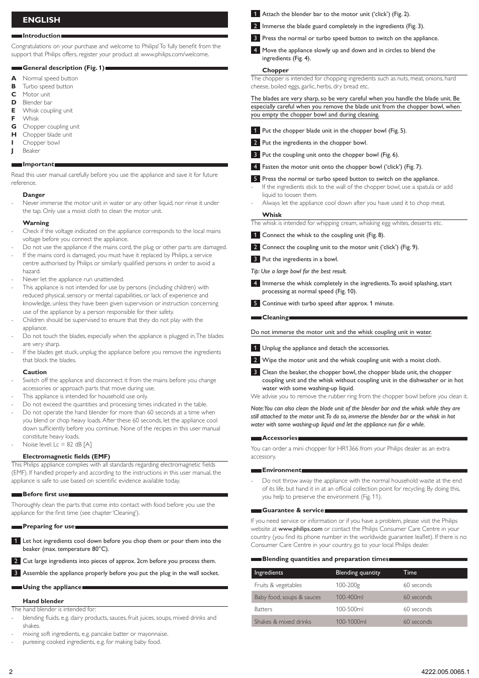 English | Philips Daily Collection Batidora de mano User Manual | Page 2 / 15