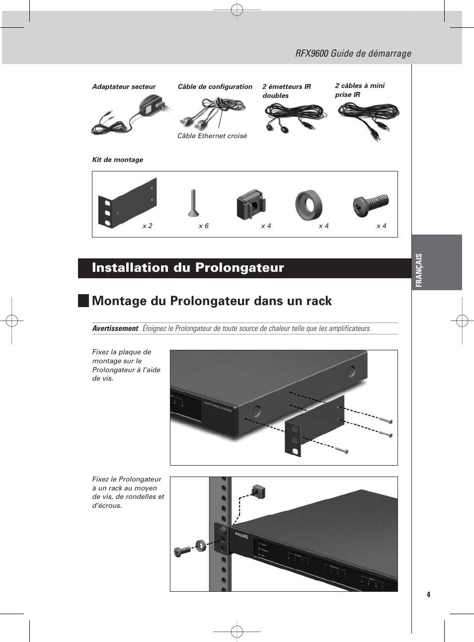 Rfx9600 guide de démarrage | Philips Pronto Extensor en serie User Manual | Page 35 / 48