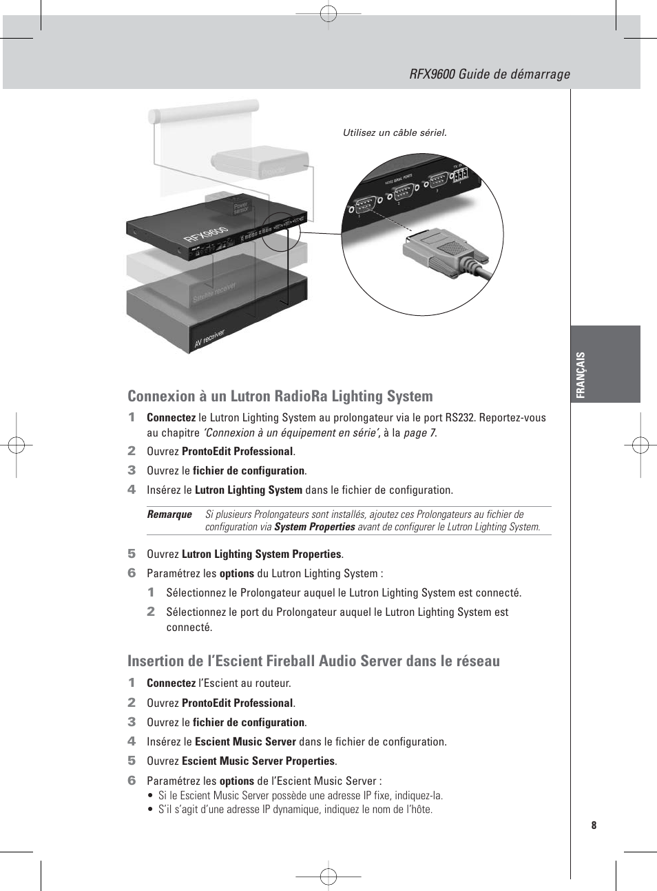 Connexion à un lutron radiora lighting system | Philips Pronto Extensor en serie User Manual | Page 39 / 48
