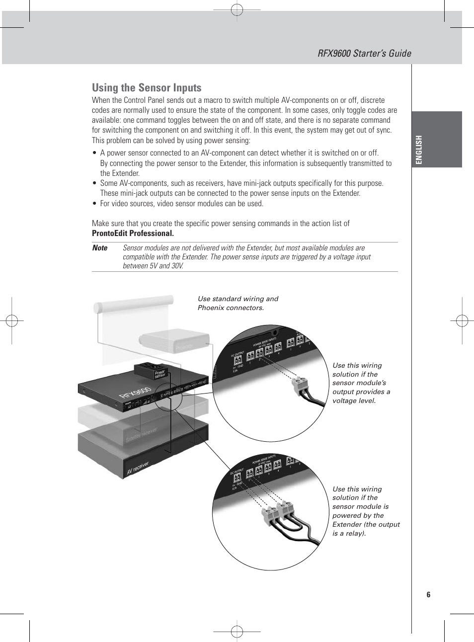 Using the sensor inputs | Philips Pronto Extensor en serie User Manual | Page 9 / 48
