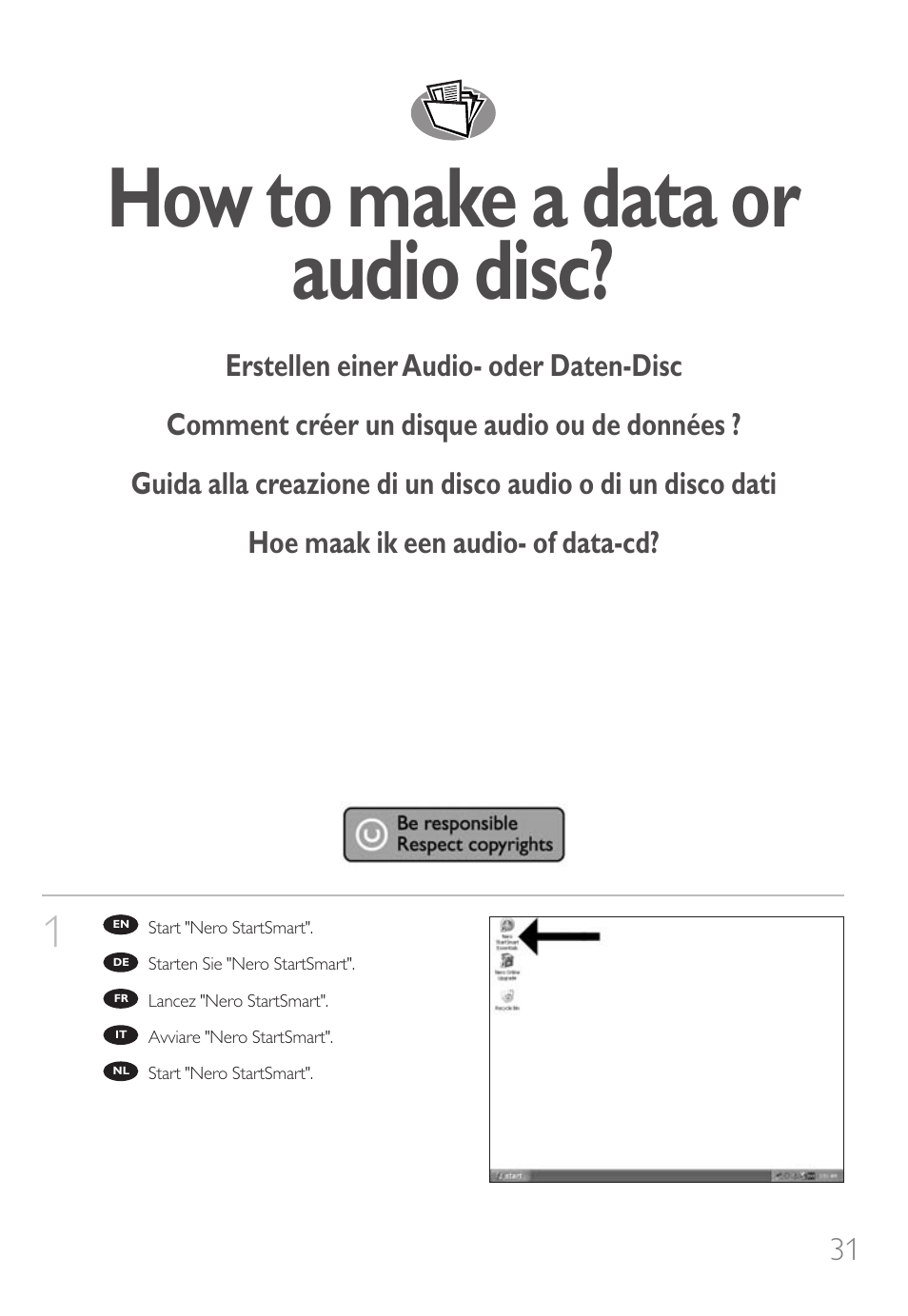 How to make a data or audio disc | Philips Unidad interna User Manual | Page 31 / 124