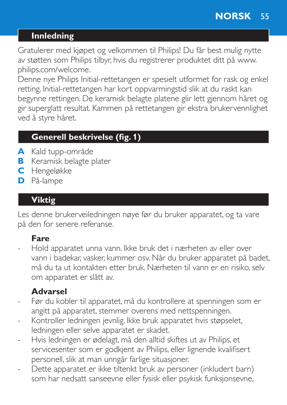 Philips SalonStraight Initial Plancha para el pelo User Manual | Page 55 / 80