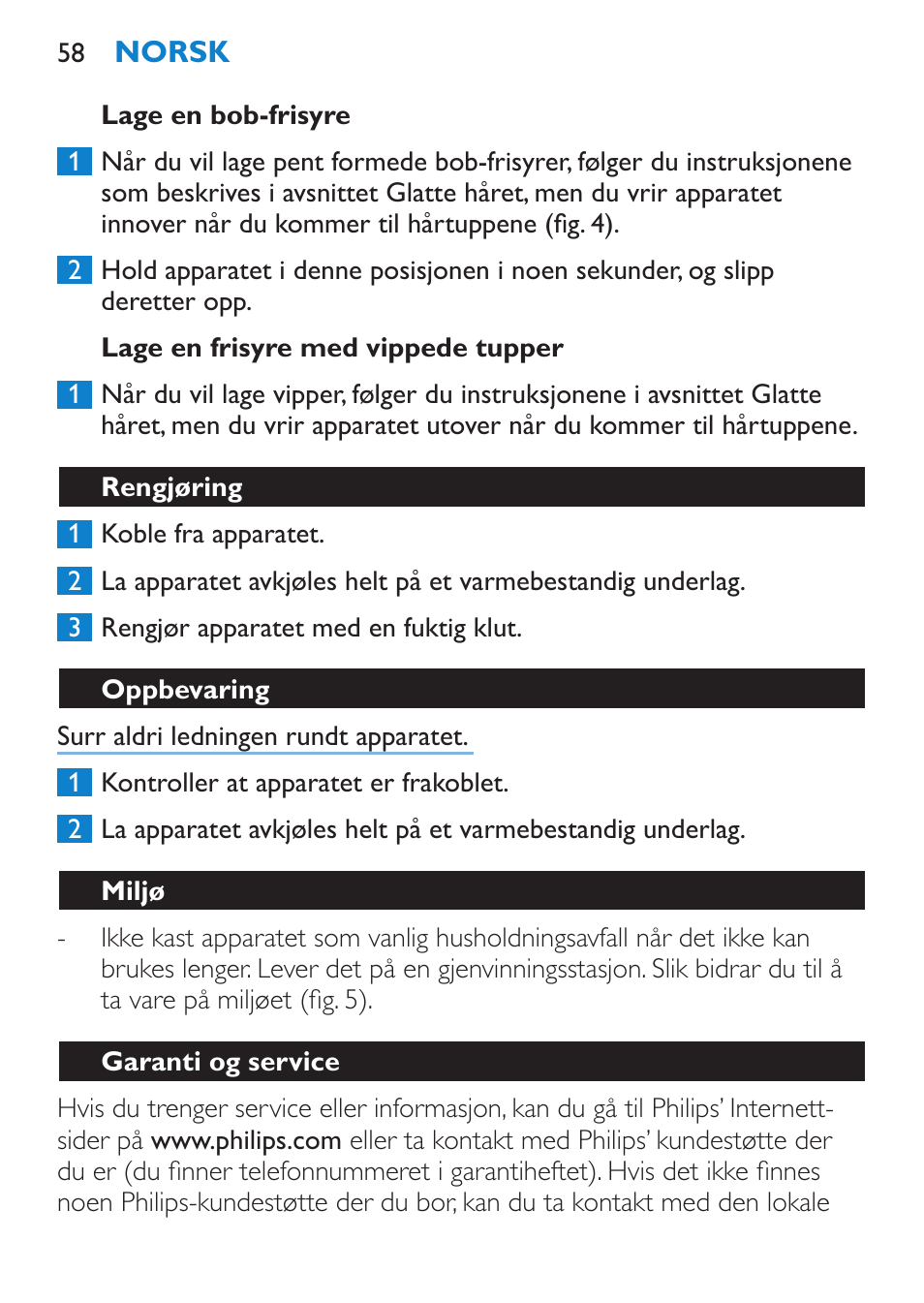 Bruke apparatet | Philips SalonStraight Initial Plancha para el pelo User Manual | Page 58 / 80