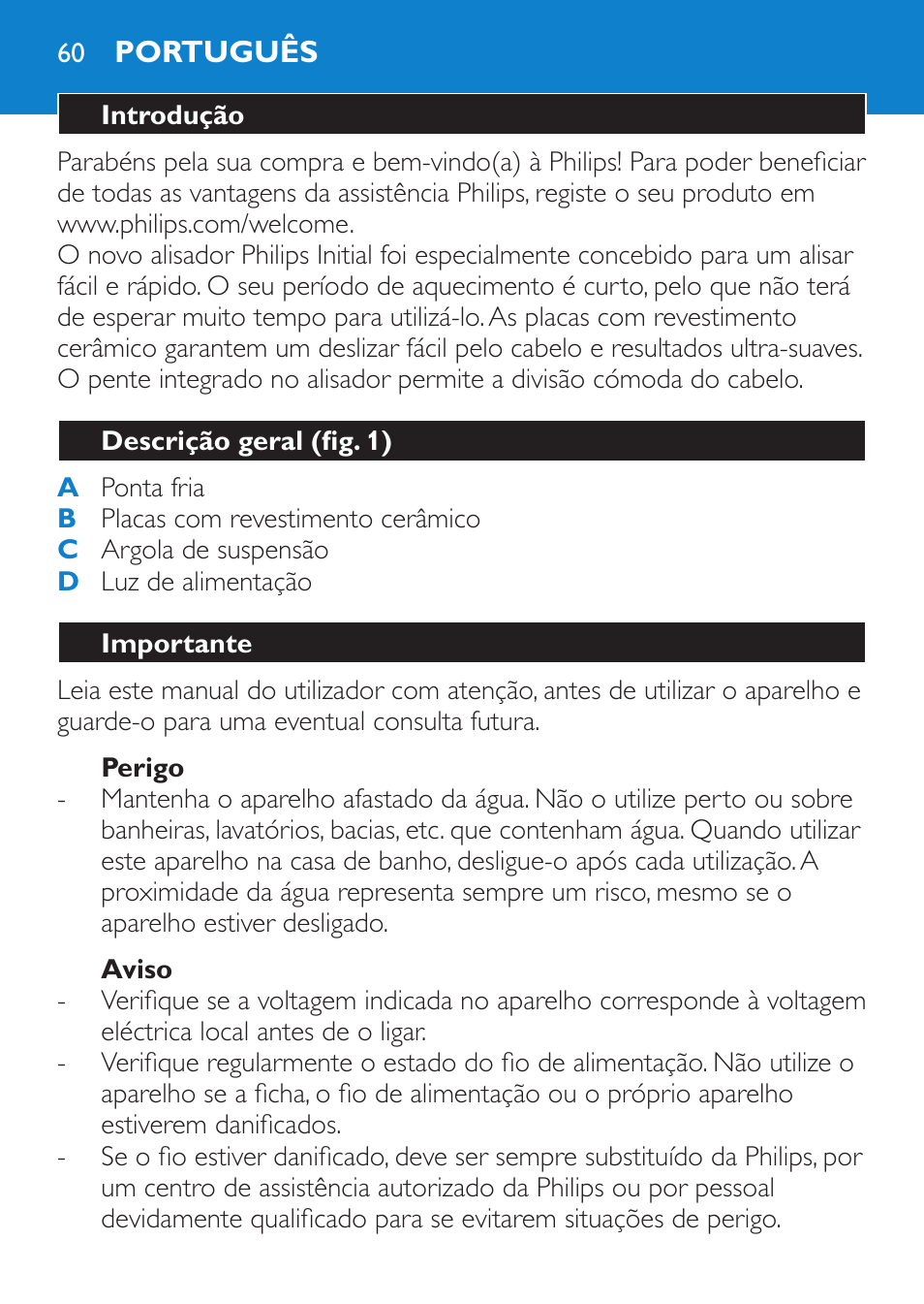 Feilsøking | Philips SalonStraight Initial Plancha para el pelo User Manual | Page 60 / 80