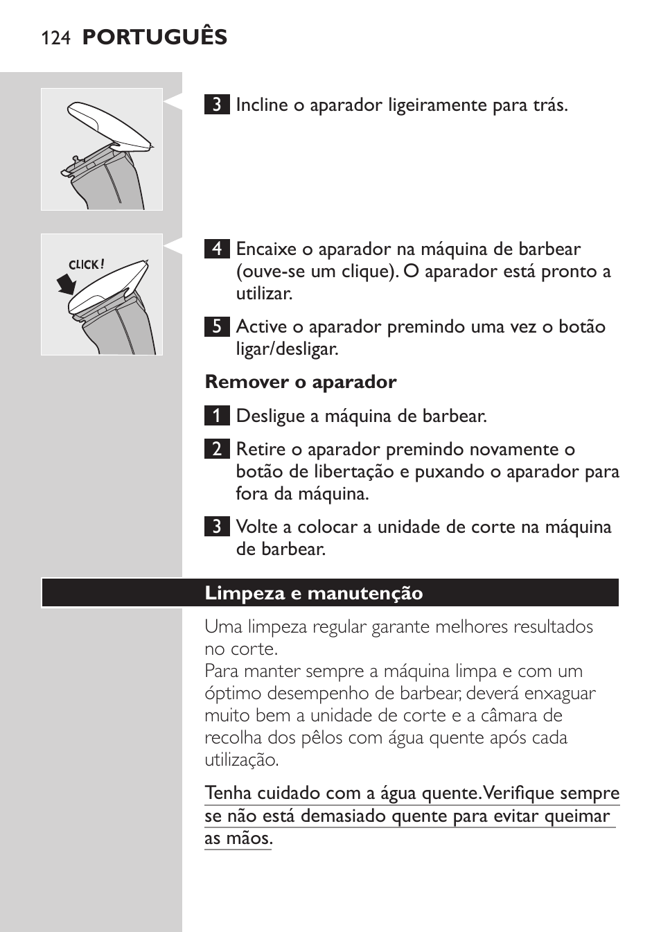 Remover o aparador, Limpeza e manutenção | Philips Afeitadora NIVEA FOR MEN User Manual | Page 122 / 148