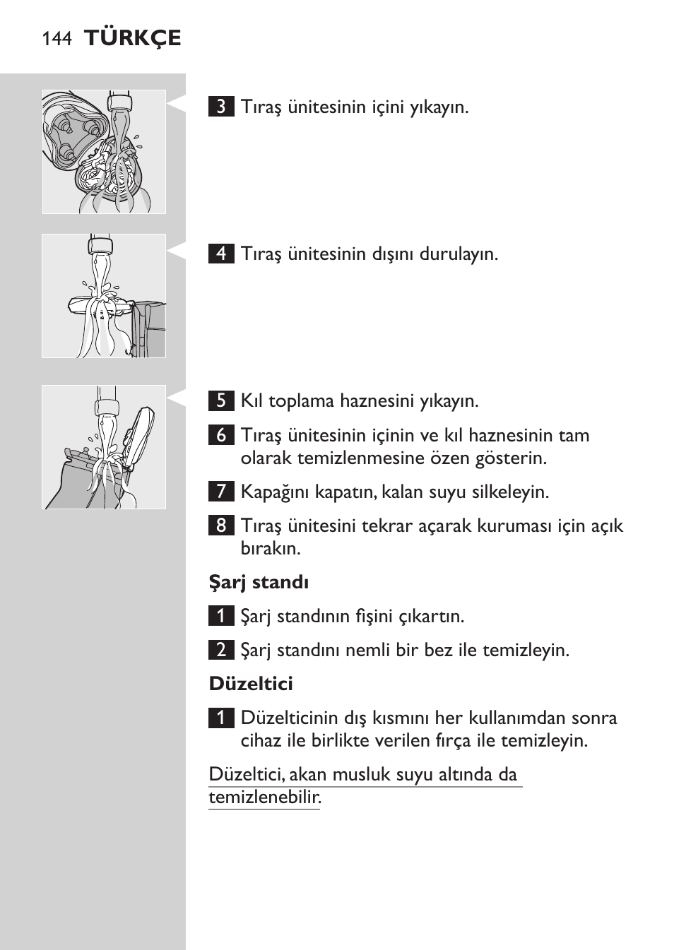 Şarj standı, Düzeltici, Türkçe | Philips Afeitadora NIVEA FOR MEN User Manual | Page 142 / 148