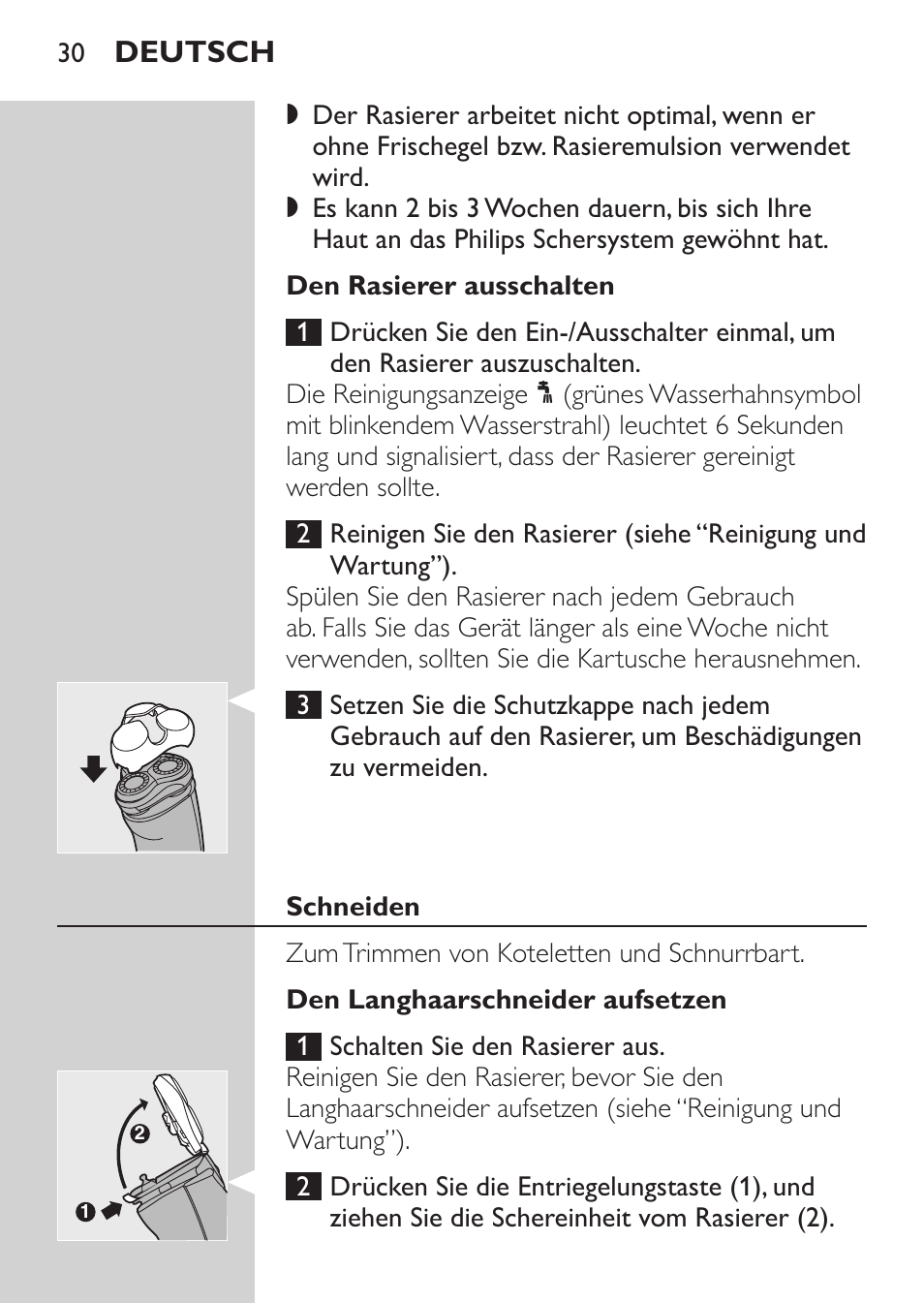 Den rasierer ausschalten, Deutsch | Philips Afeitadora NIVEA FOR MEN User Manual | Page 28 / 148