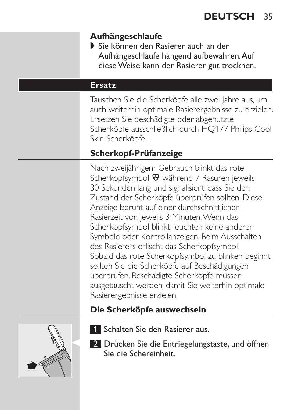Ladestation, Tasche, Aufhängeschlaufe | Aufbewahrung, Ersatz | Philips Afeitadora NIVEA FOR MEN User Manual | Page 33 / 148