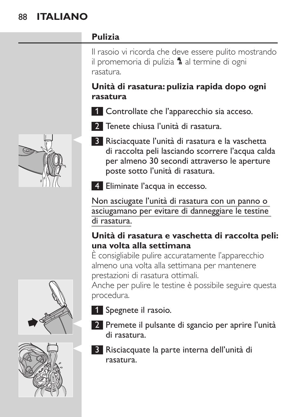 Pulizia | Philips Afeitadora NIVEA FOR MEN User Manual | Page 86 / 148