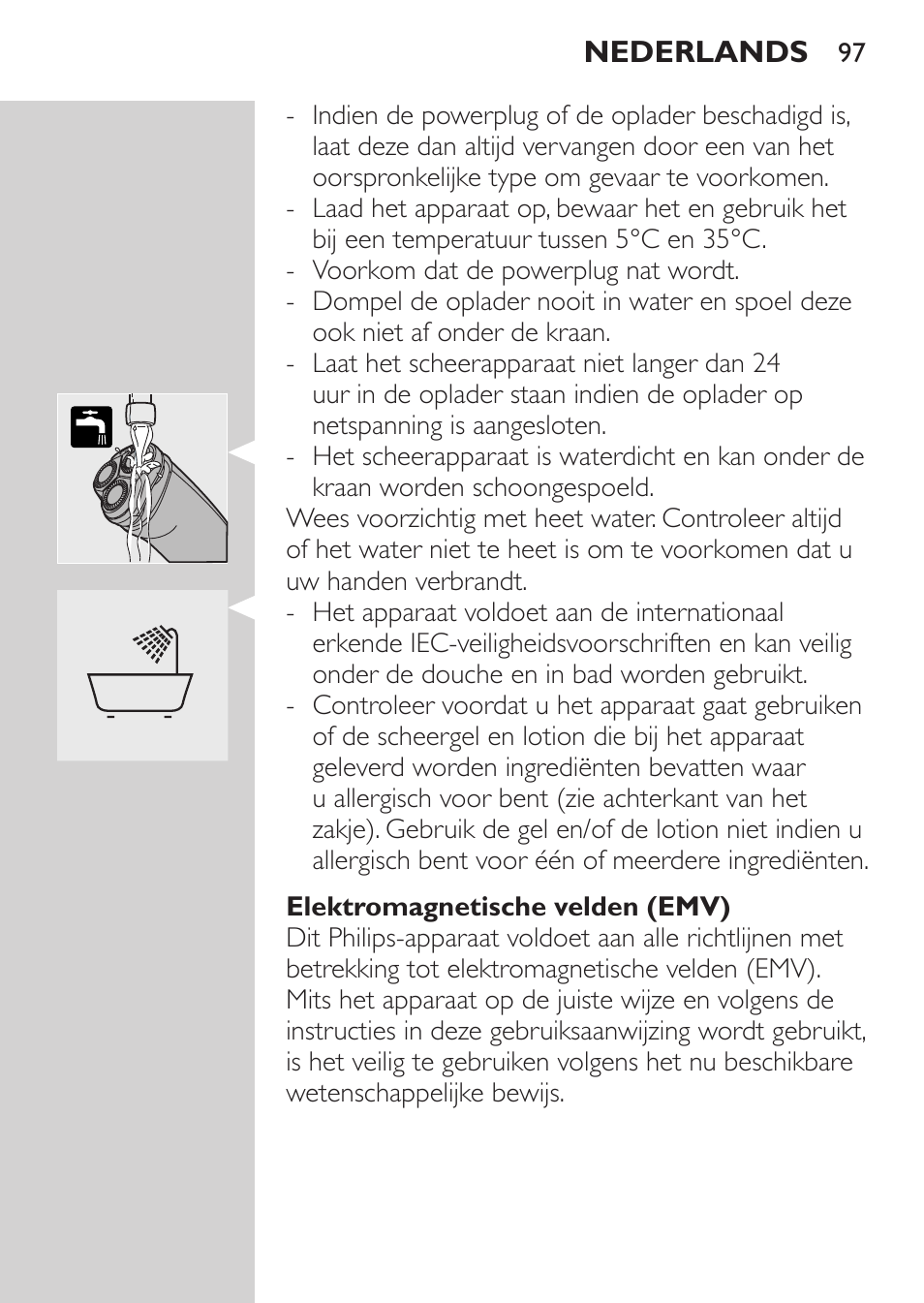 Elektromagnetische velden (emv) | Philips Afeitadora NIVEA FOR MEN User Manual | Page 95 / 148