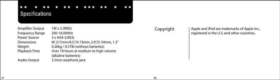 Copyright | Atlantic iceBar User Manual | Page 24 / 25