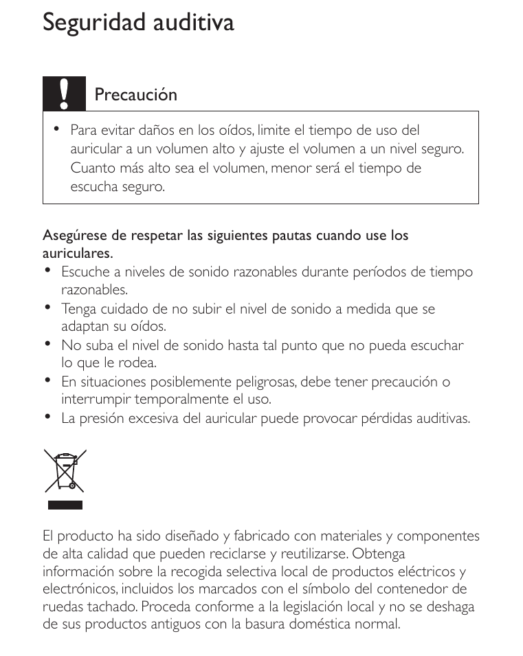 Seguridad auditiva | Philips Altavoces multimedia 2.0 User Manual | Page 10 / 12