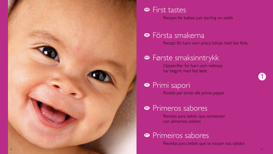 First tastes, Första smakerna, Første smaksinntrykk | Primi sapori, Primeros sabores, Primeiros sabores | Philips Vaporera y batidora combinadas AVENT User Manual | Page 14 / 51