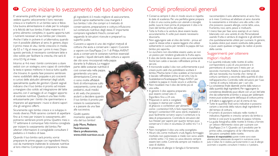 Consigli professionali generali, Come iniziare lo svezzamento del tuo bambino, Suggerimenti per ottenere migliori risultati | Philips Vaporera y batidora combinadas AVENT User Manual | Page 9 / 51