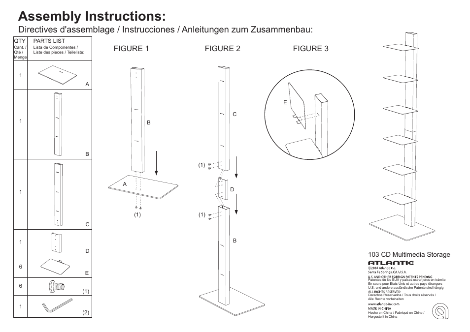 Atlantic CD Multimedia Storage 103 User Manual | 1 page