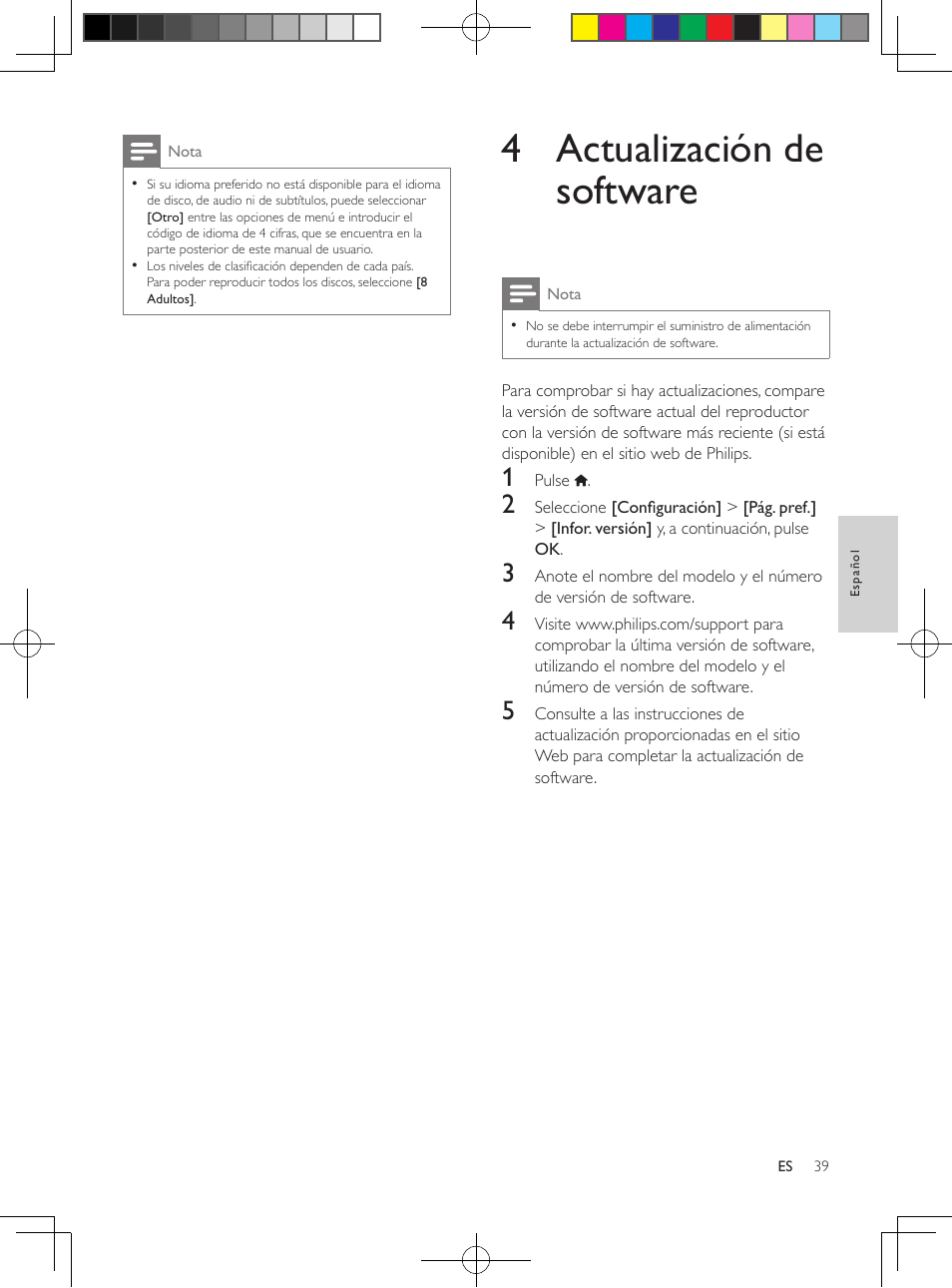 4 actualización de software | Philips 3000 series Reproductor de DVD User Manual | Page 13 / 18