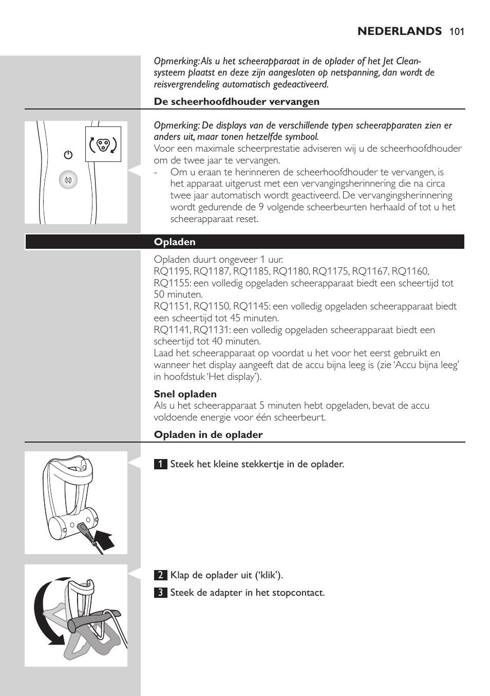 Philips SHAVER Series 7000 SensoTouch afeitadora eléctrica en húmedo y seco User Manual | Page 101 / 304