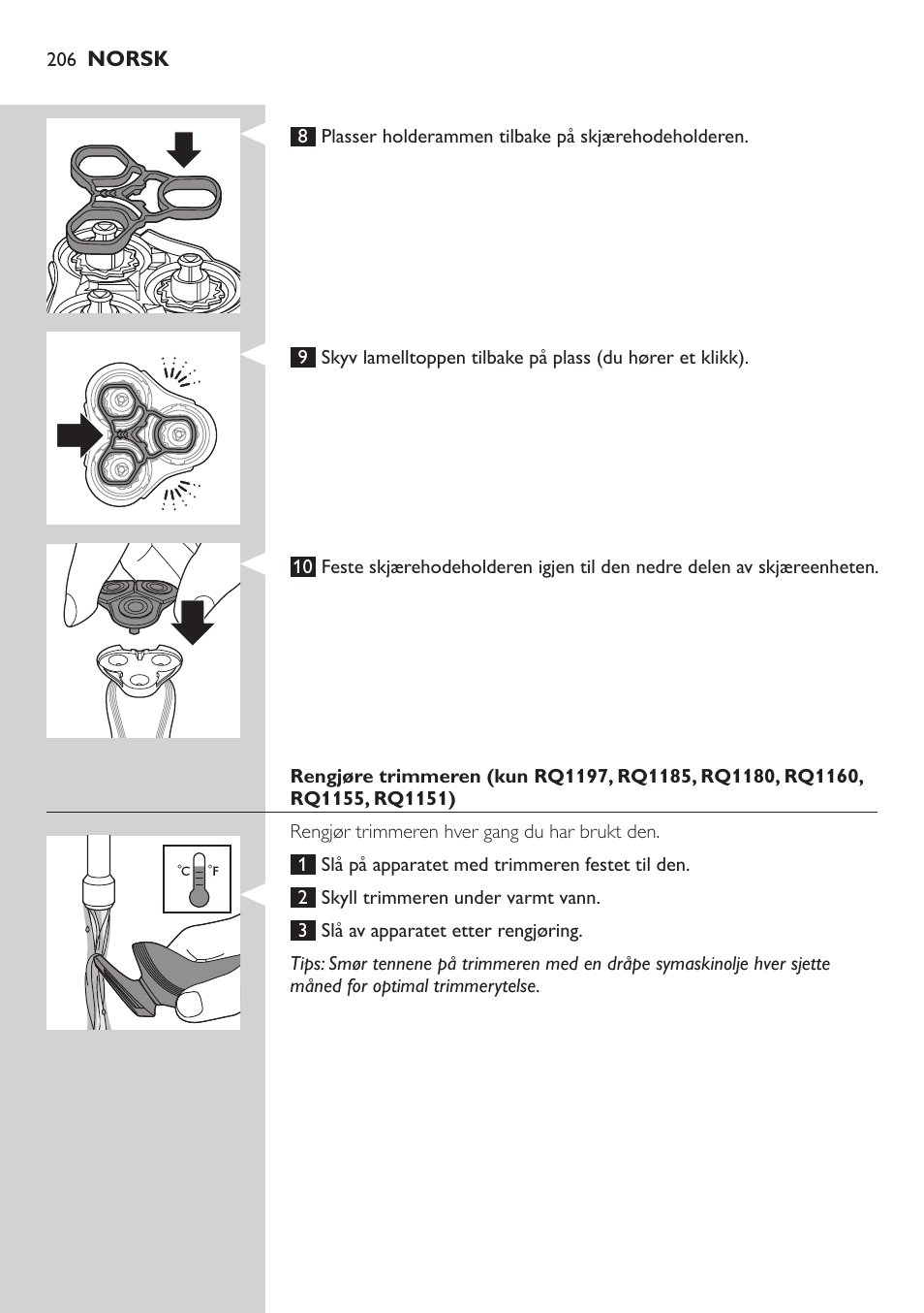 Philips SHAVER Series 7000 SensoTouch afeitadora eléctrica en húmedo y seco User Manual | Page 206 / 304