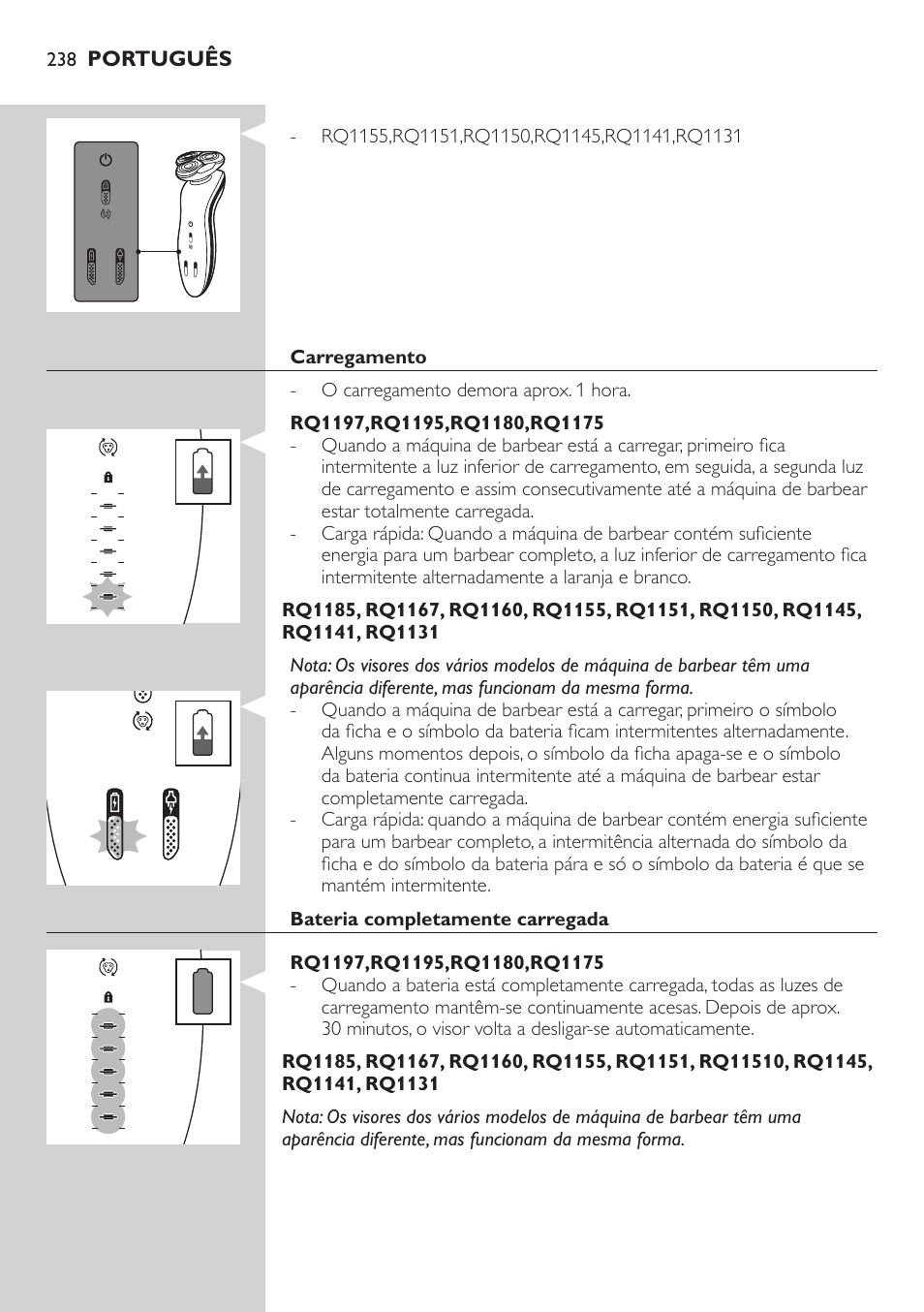 Philips SHAVER Series 7000 SensoTouch afeitadora eléctrica en húmedo y seco User Manual | Page 238 / 304