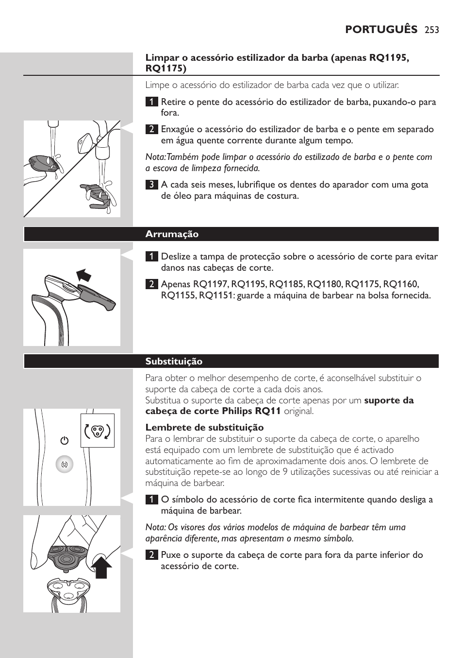 Philips SHAVER Series 7000 SensoTouch afeitadora eléctrica en húmedo y seco User Manual | Page 253 / 304