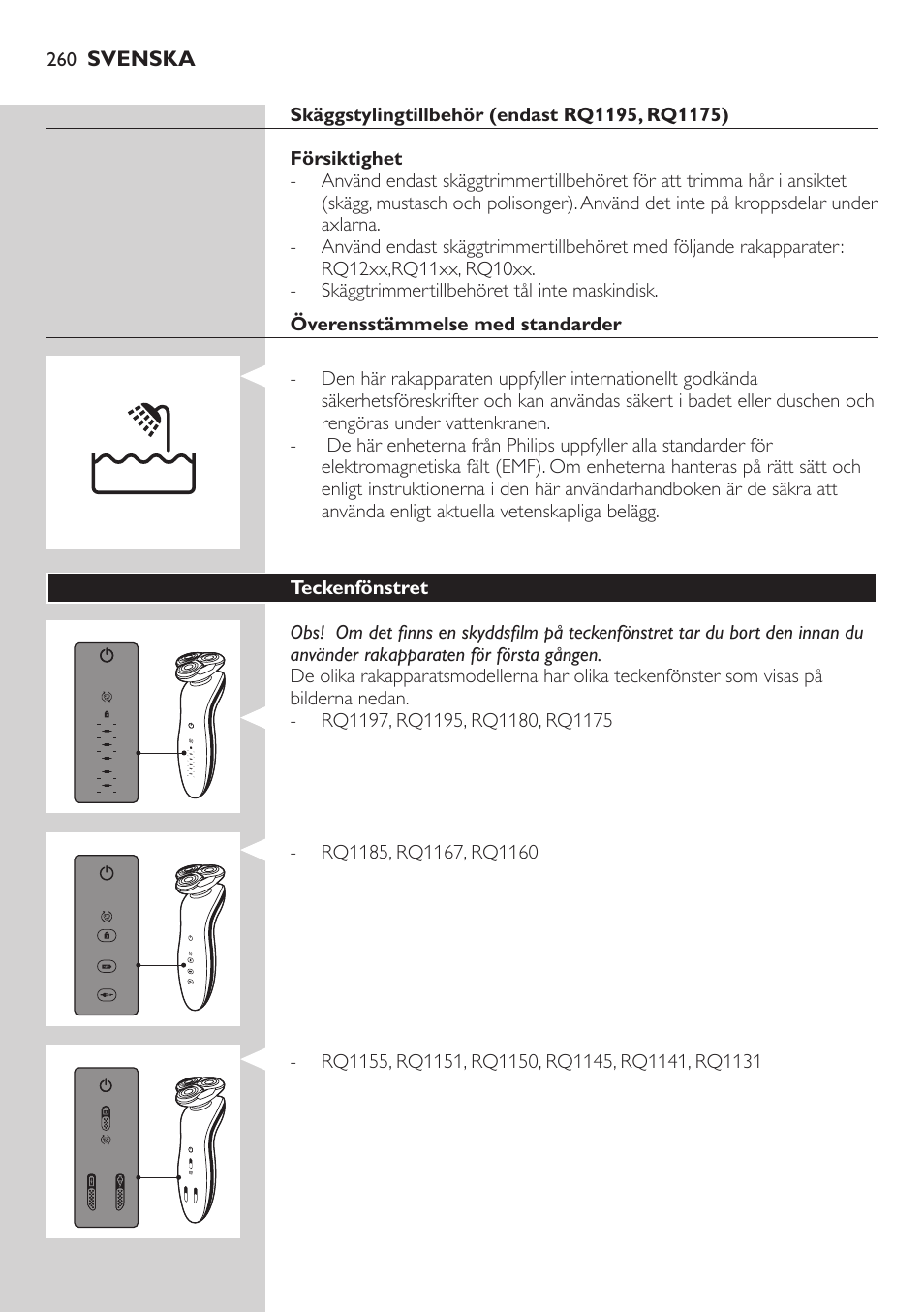 Philips SHAVER Series 7000 SensoTouch afeitadora eléctrica en húmedo y seco User Manual | Page 260 / 304