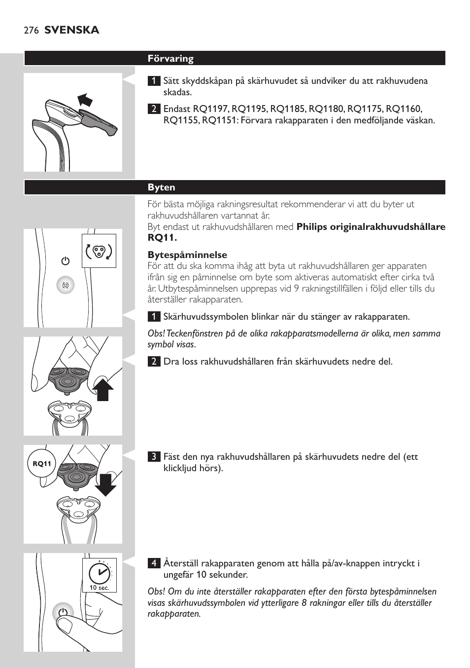 Philips SHAVER Series 7000 SensoTouch afeitadora eléctrica en húmedo y seco User Manual | Page 276 / 304