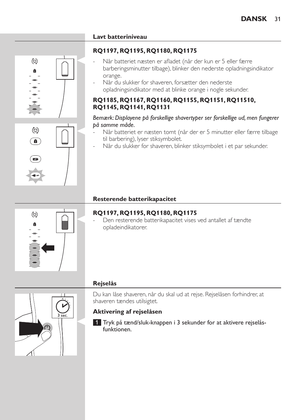 Philips SHAVER Series 7000 SensoTouch afeitadora eléctrica en húmedo y seco User Manual | Page 31 / 304