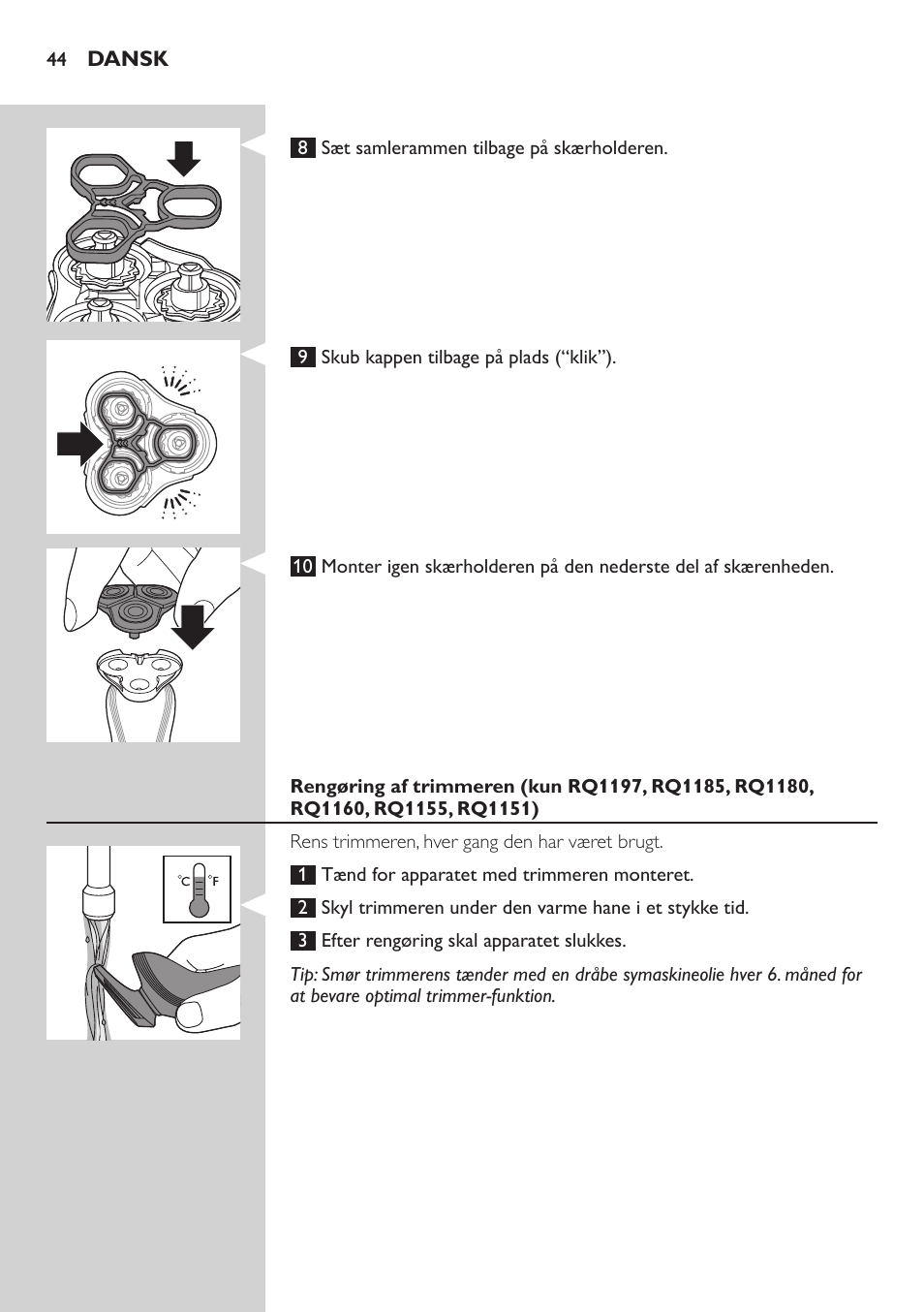 Philips SHAVER Series 7000 SensoTouch afeitadora eléctrica en húmedo y seco User Manual | Page 44 / 304