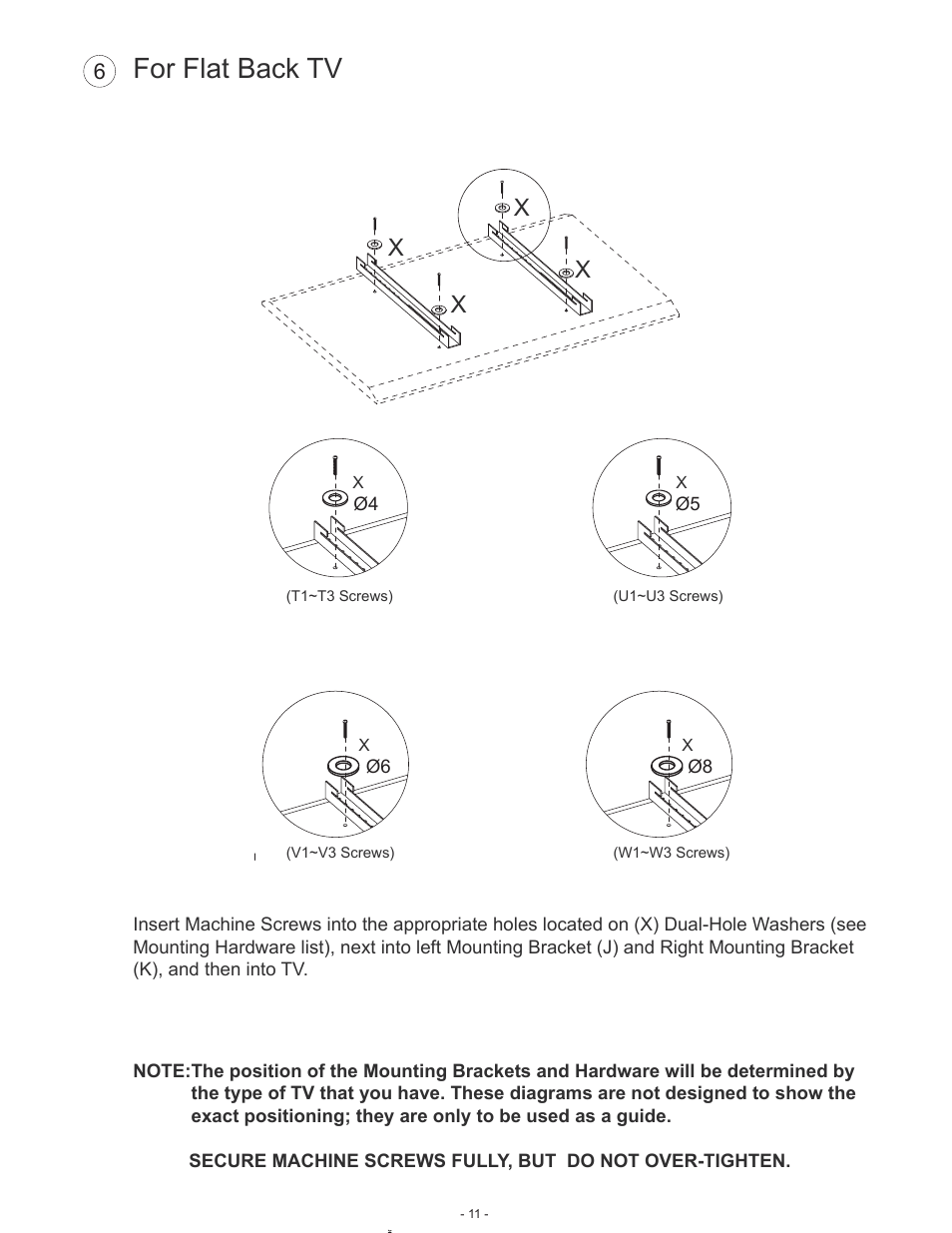 For flat back tv | Atlantic 67035439 User Manual | Page 11 / 13