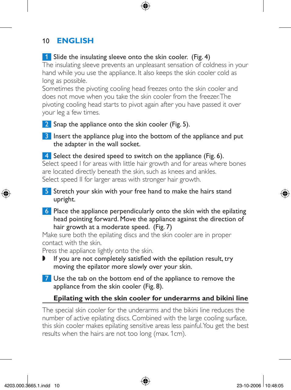 Philips Satinelle Depiladora User Manual | Page 10 / 136