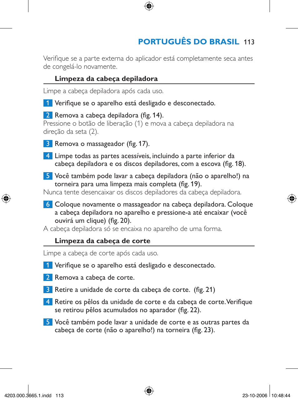 Philips Satinelle Depiladora User Manual | Page 113 / 136