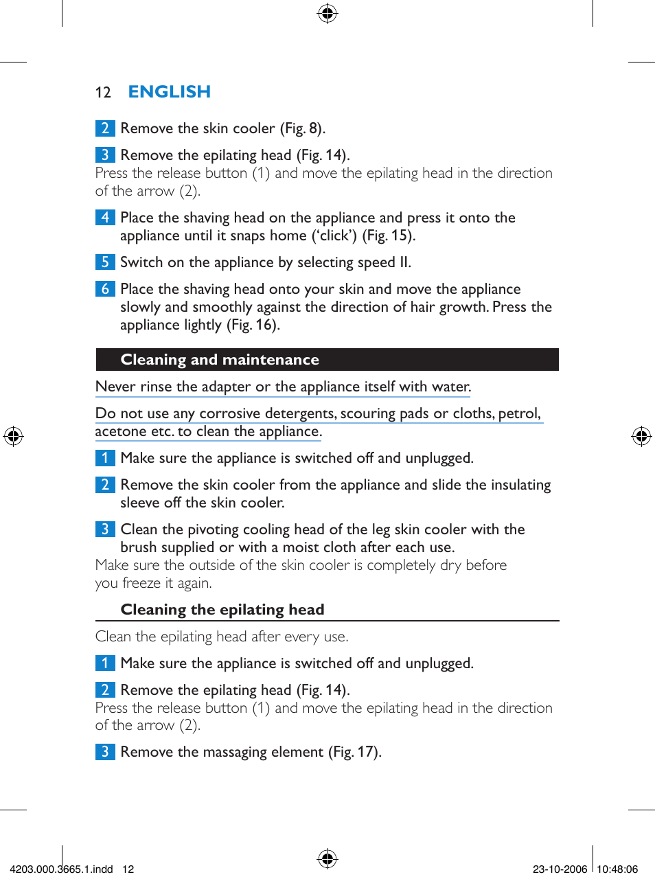 Philips Satinelle Depiladora User Manual | Page 12 / 136