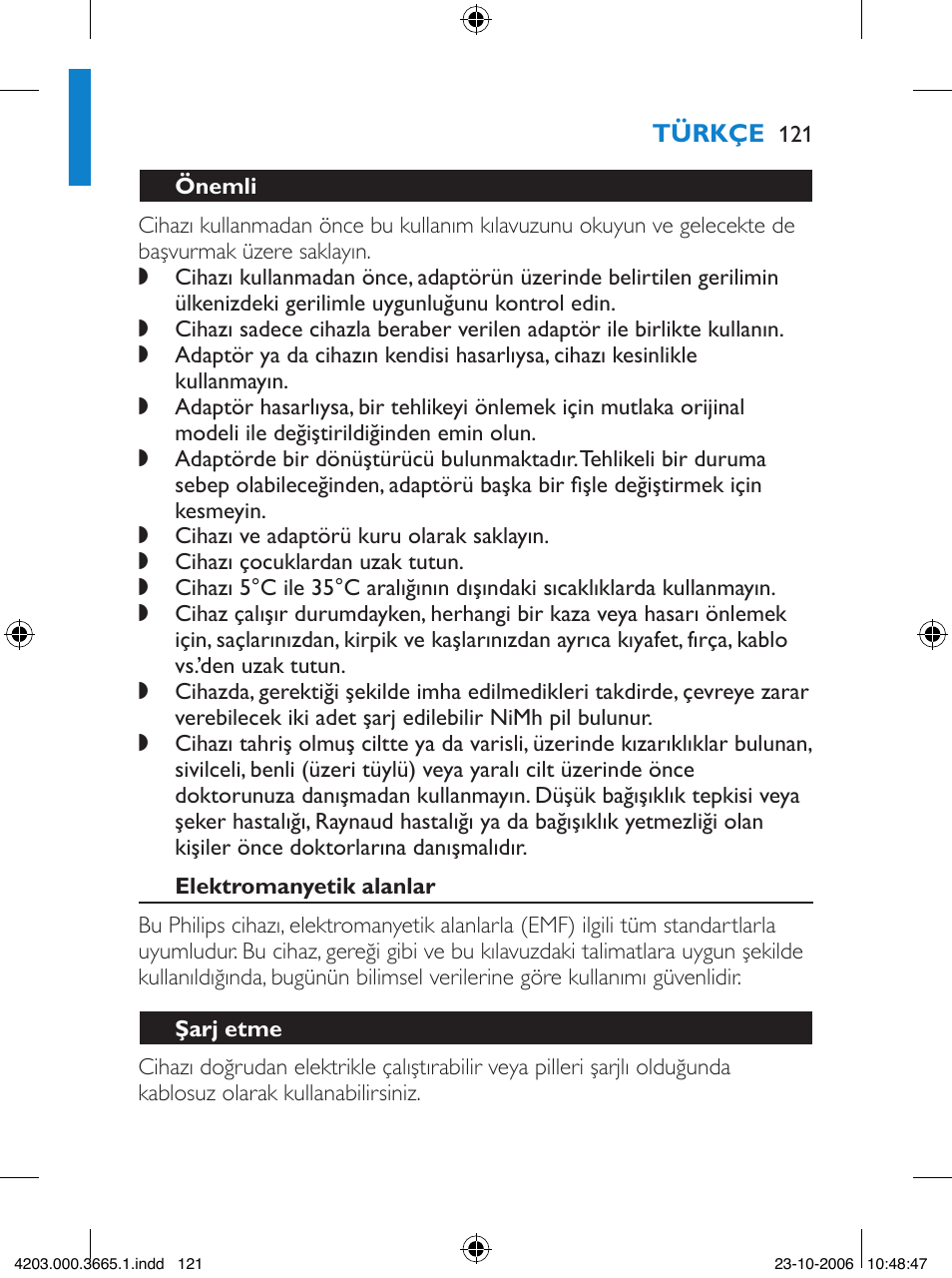 Philips Satinelle Depiladora User Manual | Page 121 / 136