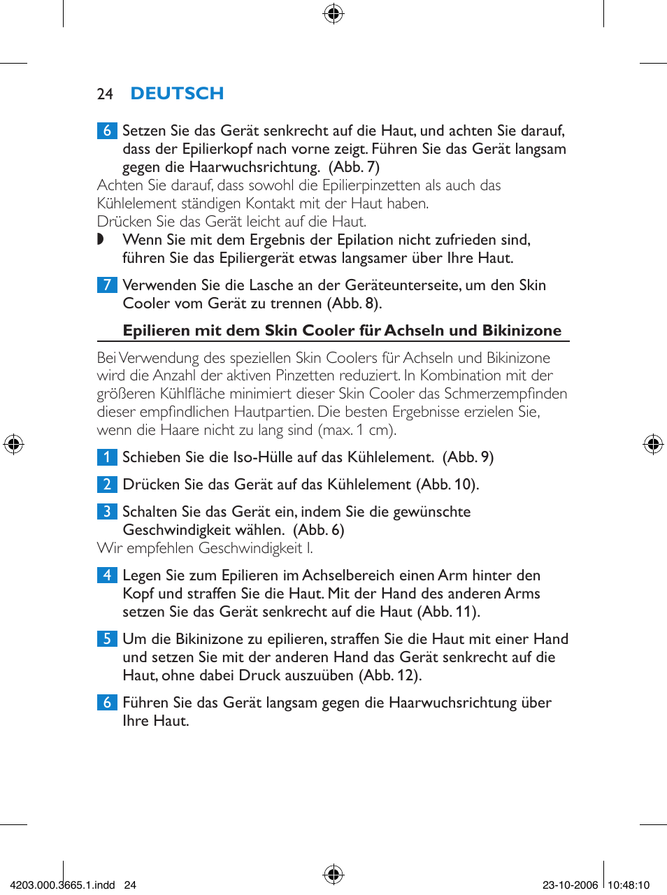 Philips Satinelle Depiladora User Manual | Page 24 / 136