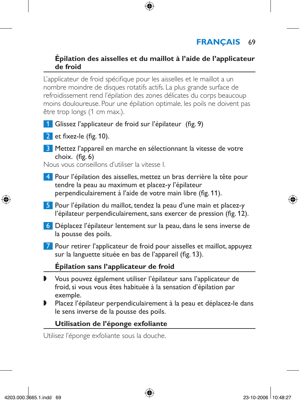 Philips Satinelle Depiladora User Manual | Page 69 / 136