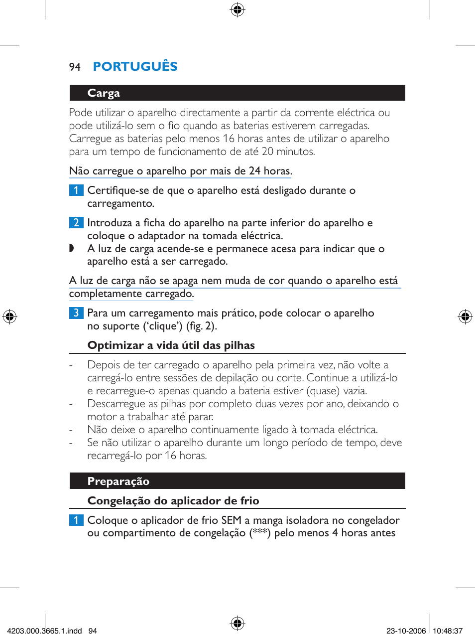 Philips Satinelle Depiladora User Manual | Page 94 / 136