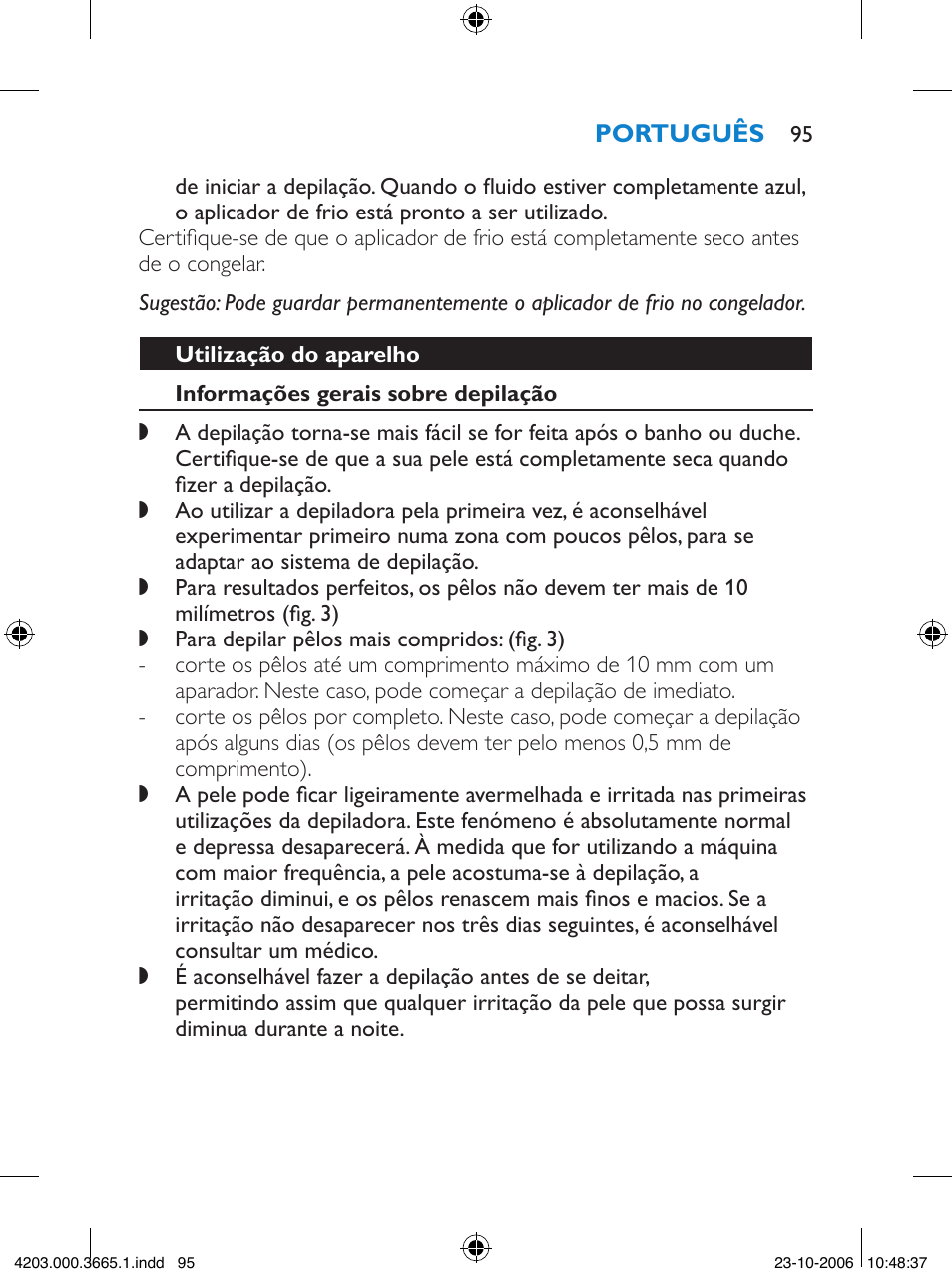 Philips Satinelle Depiladora User Manual | Page 95 / 136