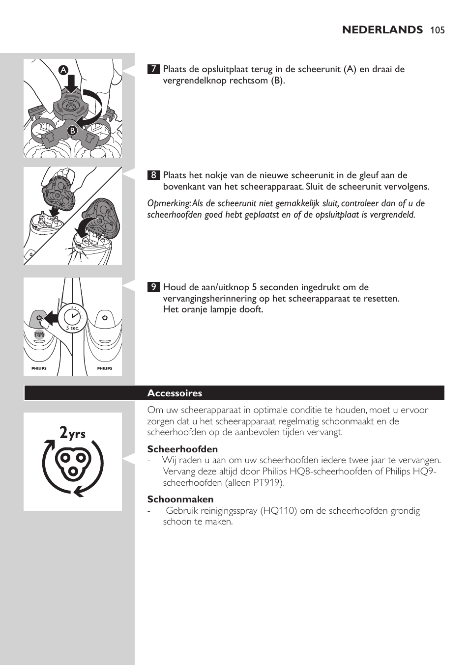 Philips SHAVER Series 3000 afeitadora eléctrica en seco User Manual | Page 105 / 154