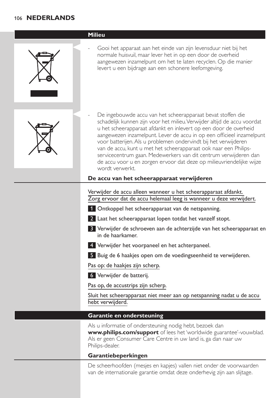 Philips SHAVER Series 3000 afeitadora eléctrica en seco User Manual | Page 106 / 154