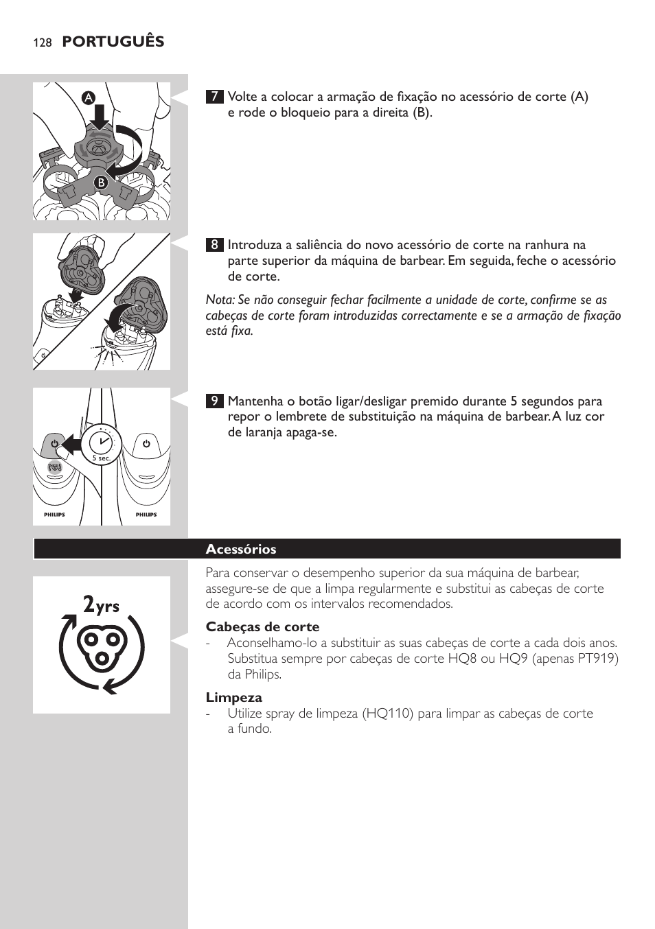 Philips SHAVER Series 3000 afeitadora eléctrica en seco User Manual | Page 128 / 154