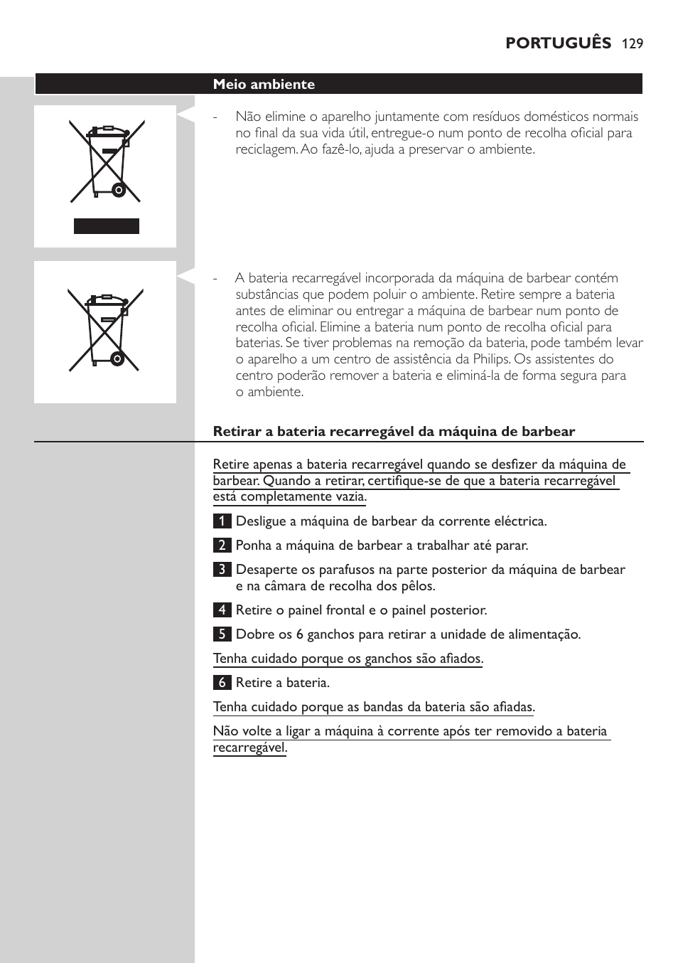 Philips SHAVER Series 3000 afeitadora eléctrica en seco User Manual | Page 129 / 154